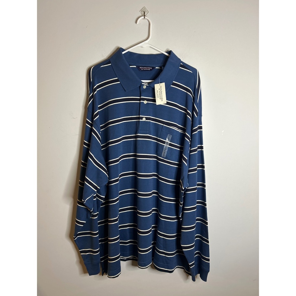 Roundtree & Yorke Blue Striped Polo Shirt Mens 3X NWT